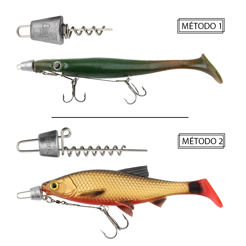 Rosewood Pike Screw With Weight 5g 10g 15g 20g Fishing Corkscrew For Hold Softbait Rubber Stinger Rig Spiral Sinker Accessories