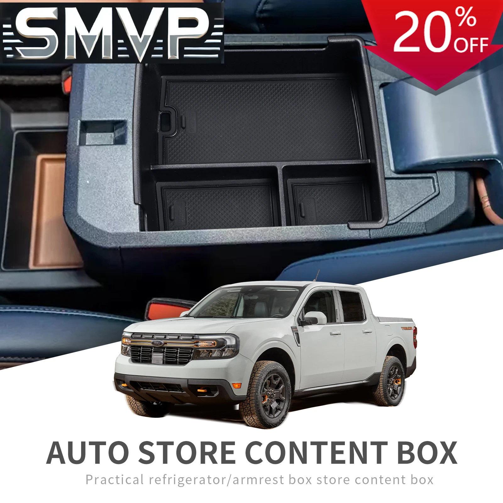 

Fit For Ford Maverick 2022+ Car Armrest Storage Box Center Console Organizer Tray Central Tidying Interior Accessories