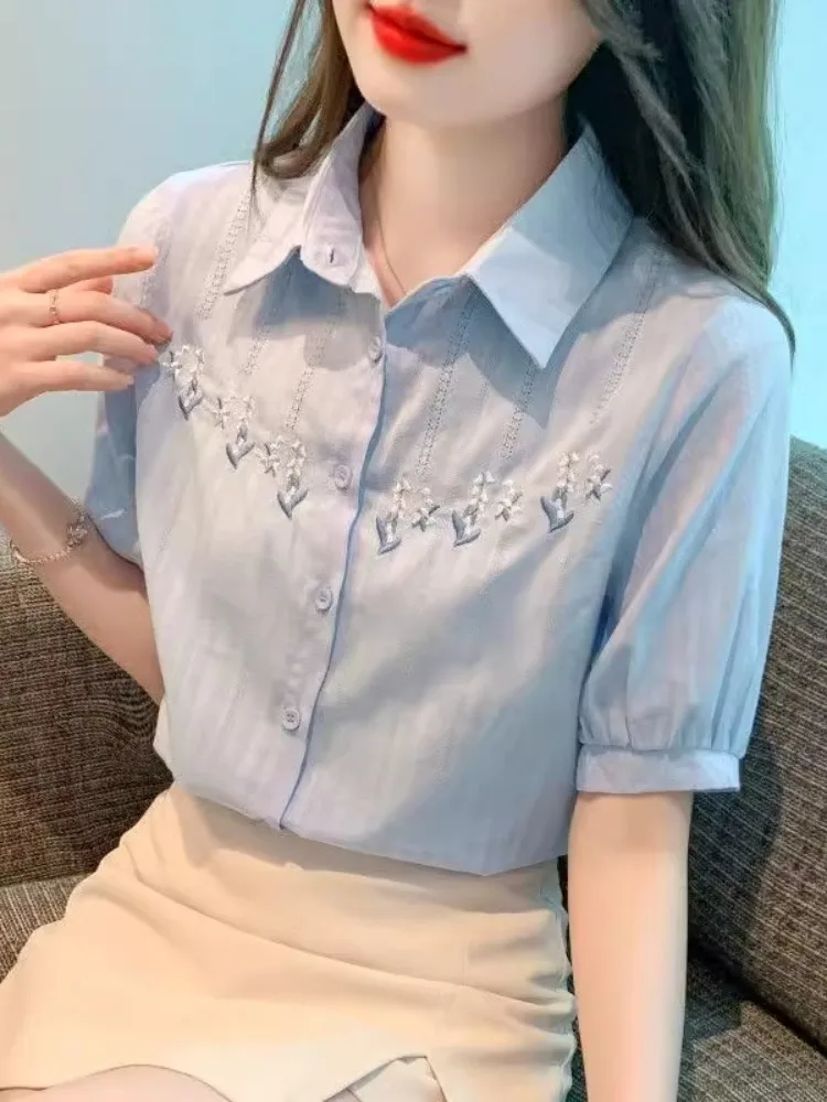 faionable-embroidered-cotton-irt-women's-sli-summer-2024-new-arrival-age-defng-top-ne-cover-sun-protection-clothing