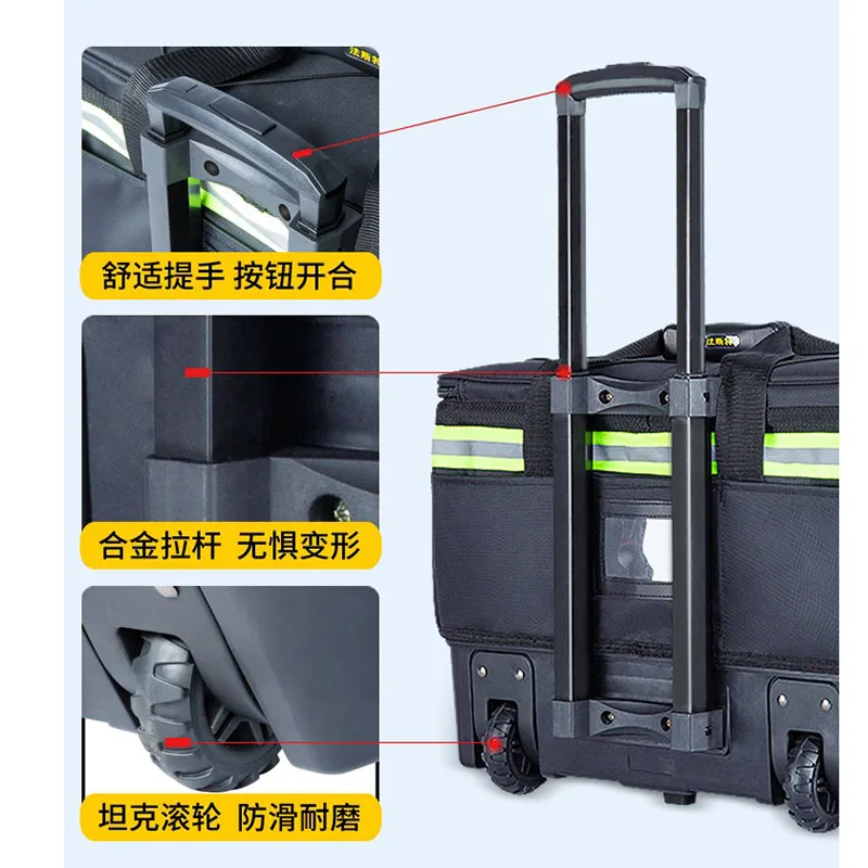 Pull Rod Tool Kit Hardware Storage Box Electrician Tool Bag with Wheels Portable Suitcase for Tools Professional Work Handbags