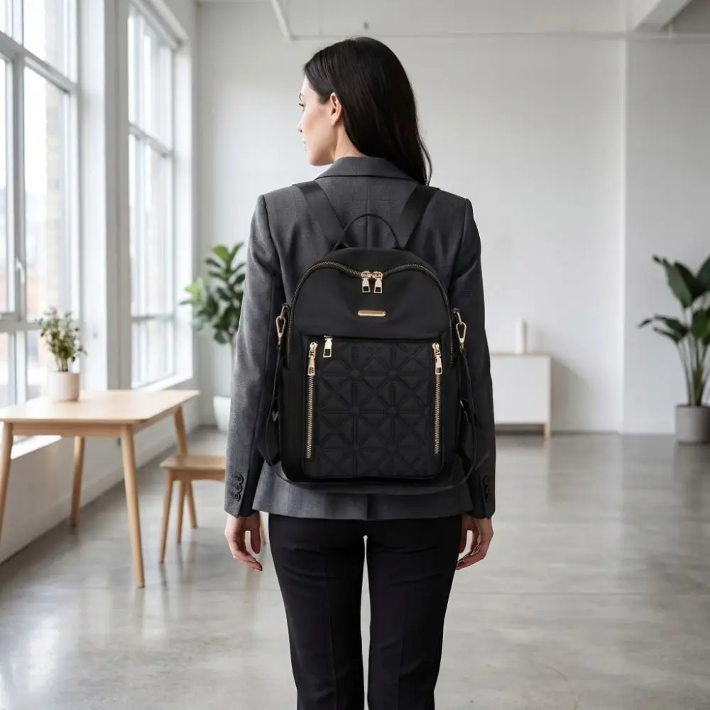 Oxford Cloth Simple Luxury Backpack Small Pack Solid Color Solid Color Shoulder Bag Multi-functional Handbag Retro Backpack Lady