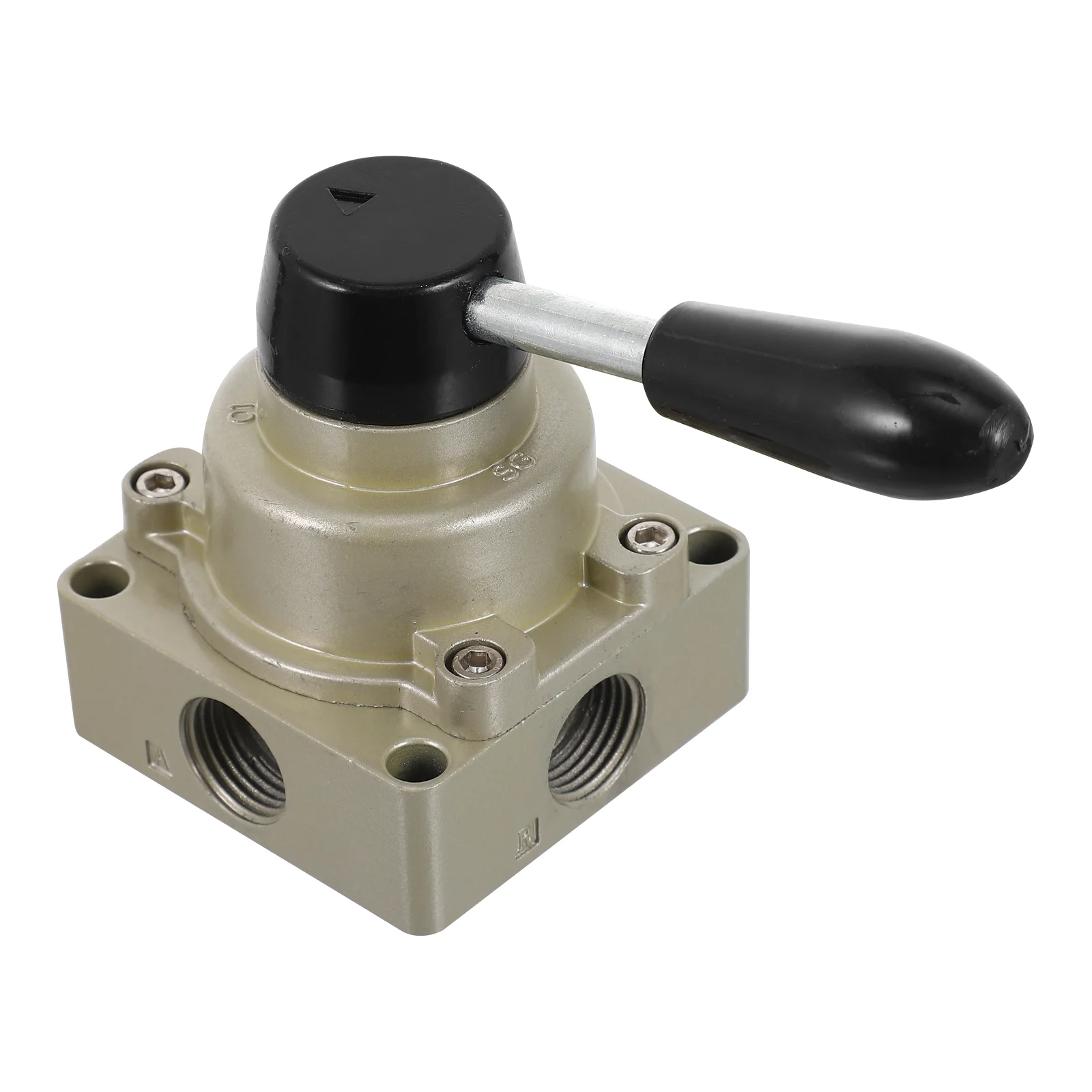 4/3 Way Rotary Lever Hand Valve Aluminum Alloy Manual Leverage Air Flow Control 3 Position 4 Port