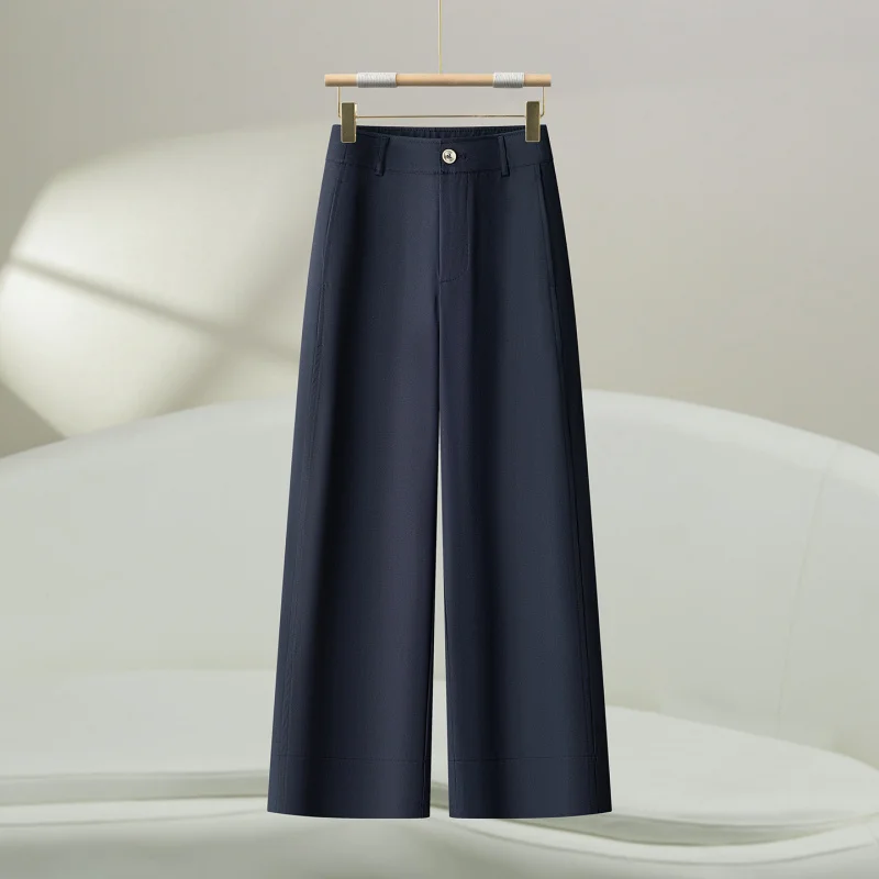 

Струящиеся широкие брюки с девятью точками для женщин, летние тонкие универсальные свободные драпированные повседневные брюки, костюмные прямые брюки