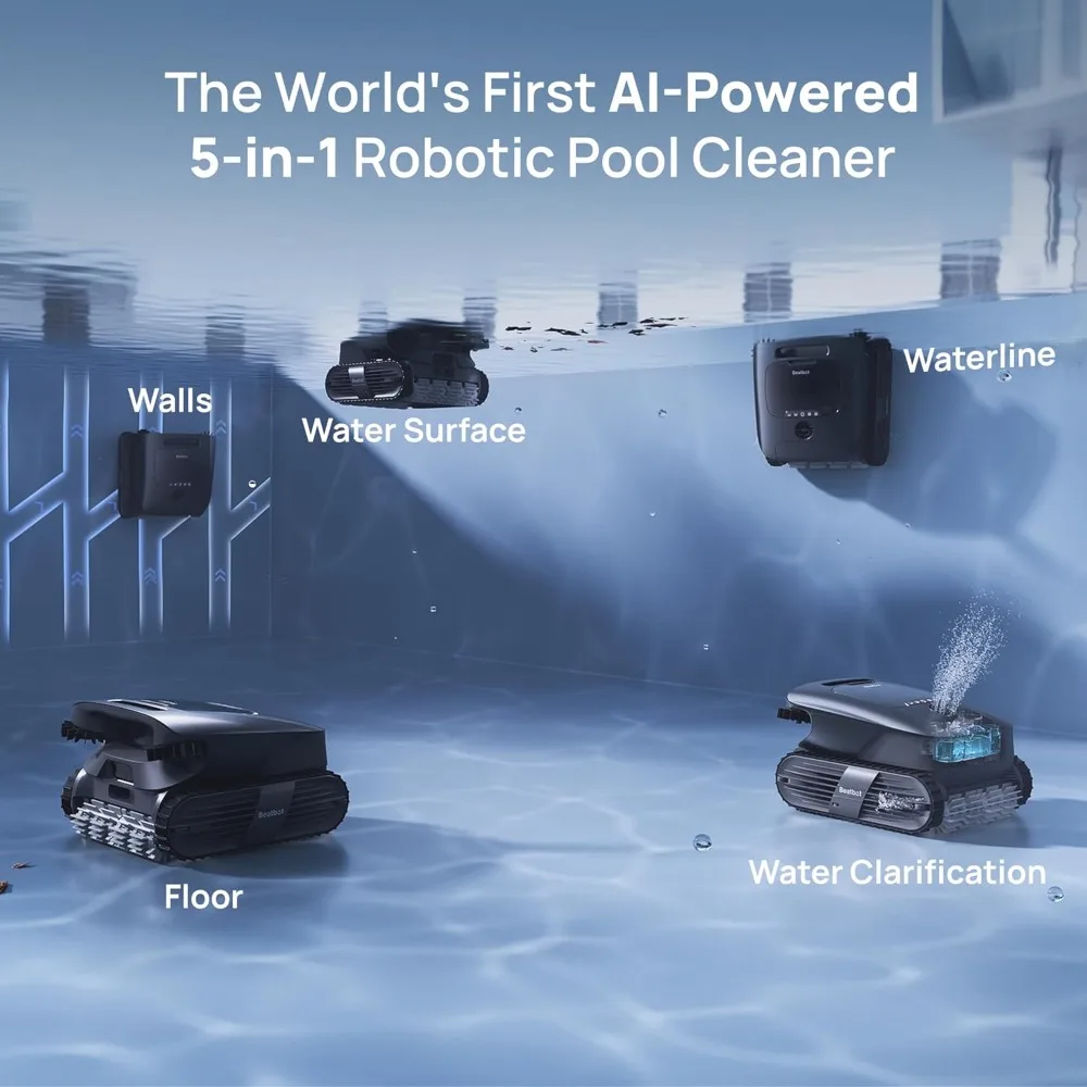 Wireless swimming pool vacuum robot,suitable for complex swimming pools,swimming pool mapping with AI cameras,and 5-in-1cleaning