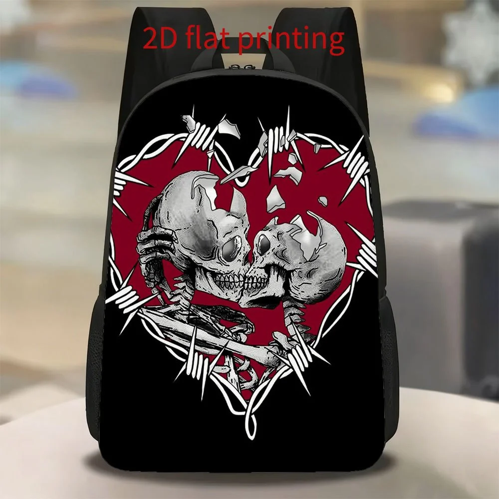 

A Gothic Shattered Skull Thorns Heart Backpack - Large Capacity Lightweight Design for Daily Commuting, Travel and Outdoor