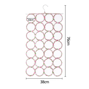 حامل وشاح من الروطان قابل للطي ، شماعات حزام حلقة ، شماعات نسج ، حامل تخزين خزانة ملابس ، رف عرض ، منظم وشاح شال ، 28 ثقبا أعلى 10 بيع متجر الملابس عرض موقف - No10