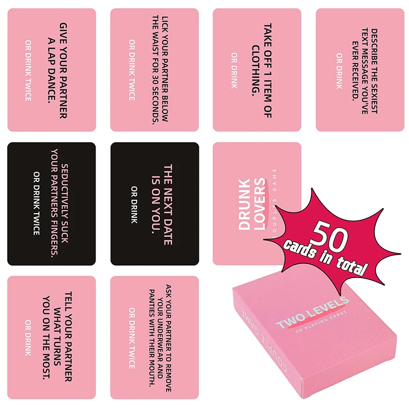 New Drunk Lovers - Couples Games Couples Card Game For , 50 Game Cards, Romantic Valentines, Card Game For Couple