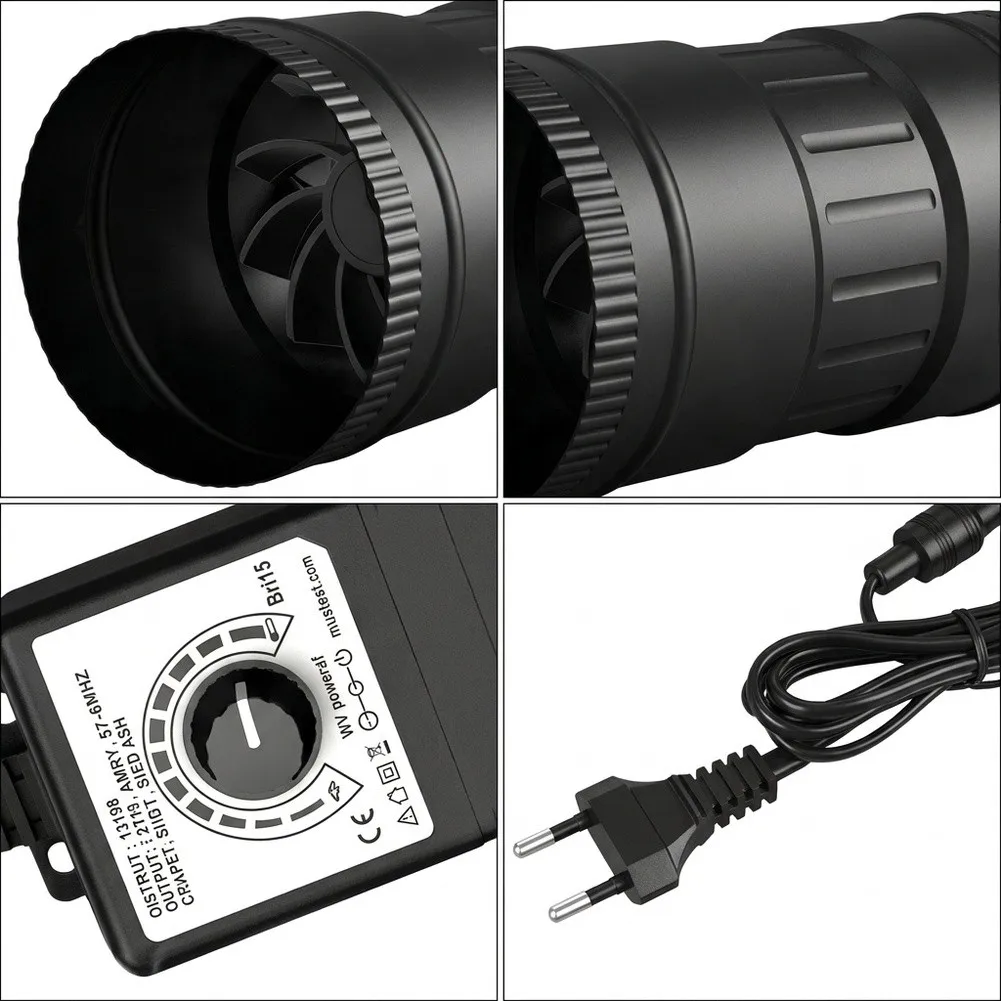 Dryer Booster Inline Duct Fan For Small Grow Tents Black High Efficiency Motor Low Power Consumption Stable Airflow