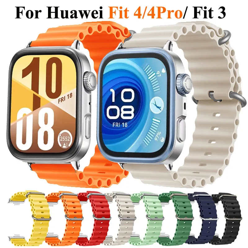 Sport Silicone Strap For Huawei Watch Fit 4 Pro Breathable Ocean Loop Replacement Bracelet For Huawei Fit 3 Fit 4 Fit 4Pro Band