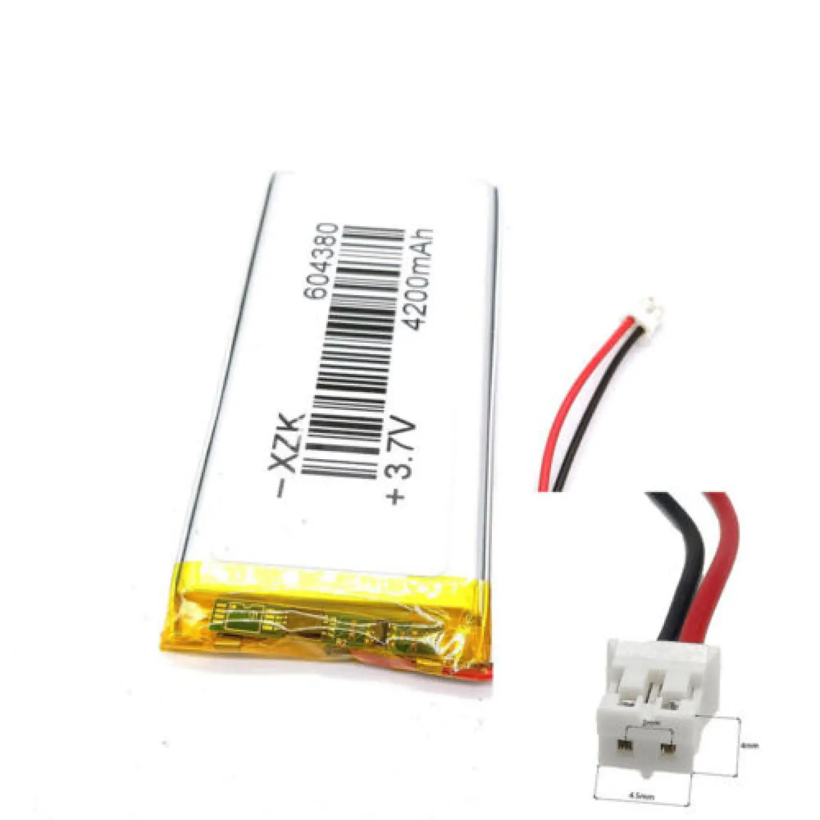 

3.7V 4200mAh 604380 Li-Polymer Li Battery JST-PH 2pin 2.0 For MP3 MOBILE POWER CAMERA POWER BANK LAPTOP MP4