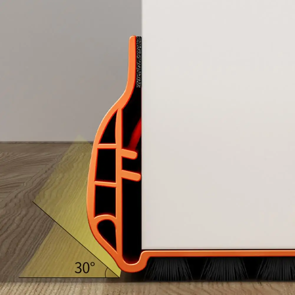 Under-door Weather Strip Noise Reduction Door Strip 93cm Door Bottom Sealing Strip with Brush Under-door Sweep Weather Stripping
