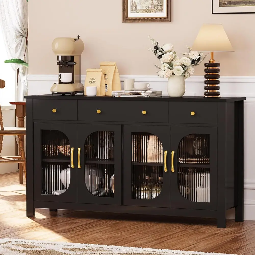

Sideboard Buet Cabinet with Storage, 56" Buet Table Coee Bar Cabinet with Ders and Glass Door Kitchen