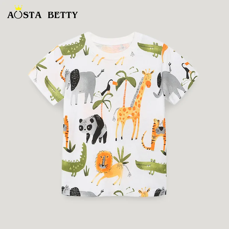 

Children's summer clothingTBoy's T-shirt Fashion Short SleeveTT Shirt Knitted Cotton Cartoon Printed Small and Medium Children's