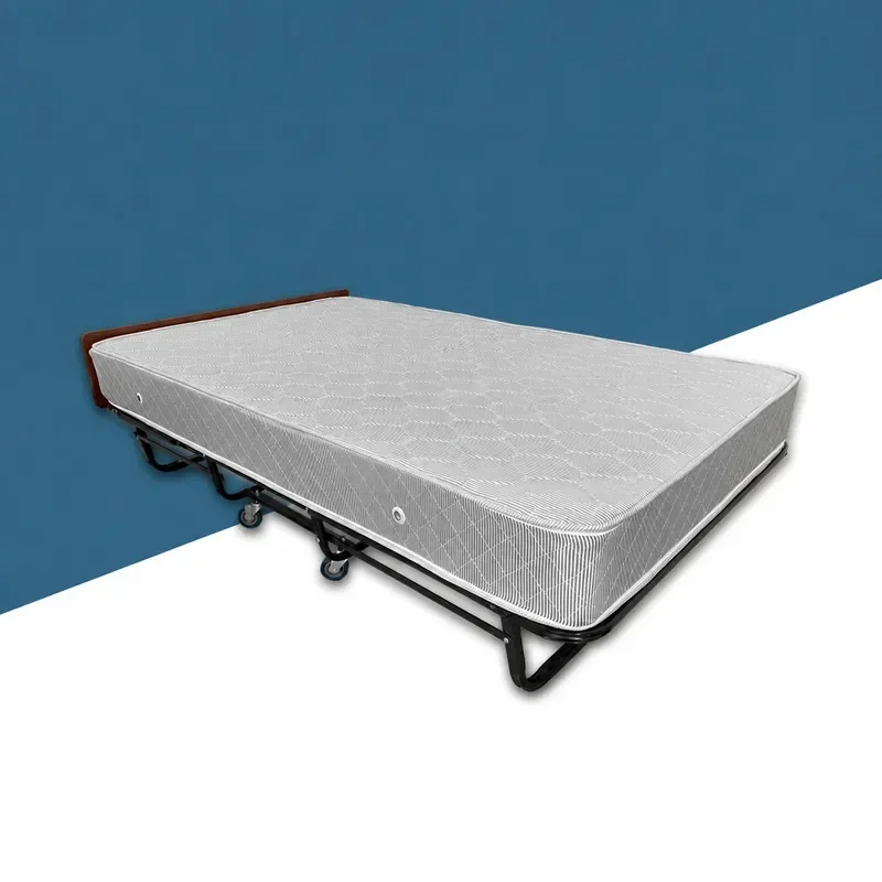 Simple Metal Folding Bed for Dormitory Hotel Convenient Mobile Spring Bed Movable Folding Household Steel Wire