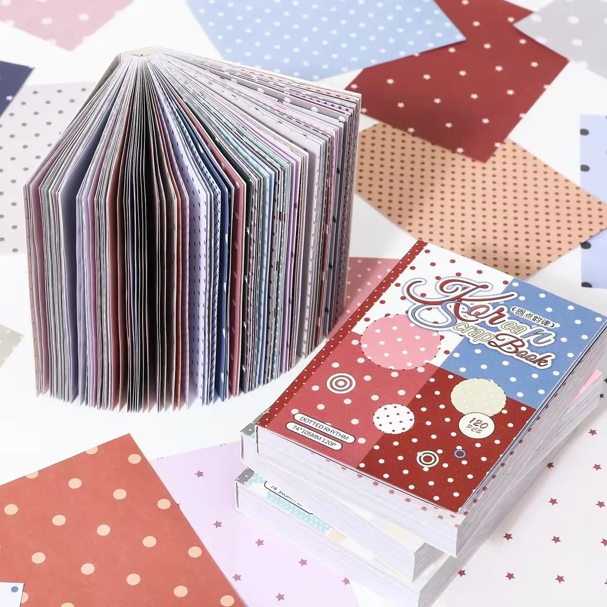 120 Sheets Korean Style M5 Decorative Paper with Dots, Basic Style Simple Ins & Salt for Diary