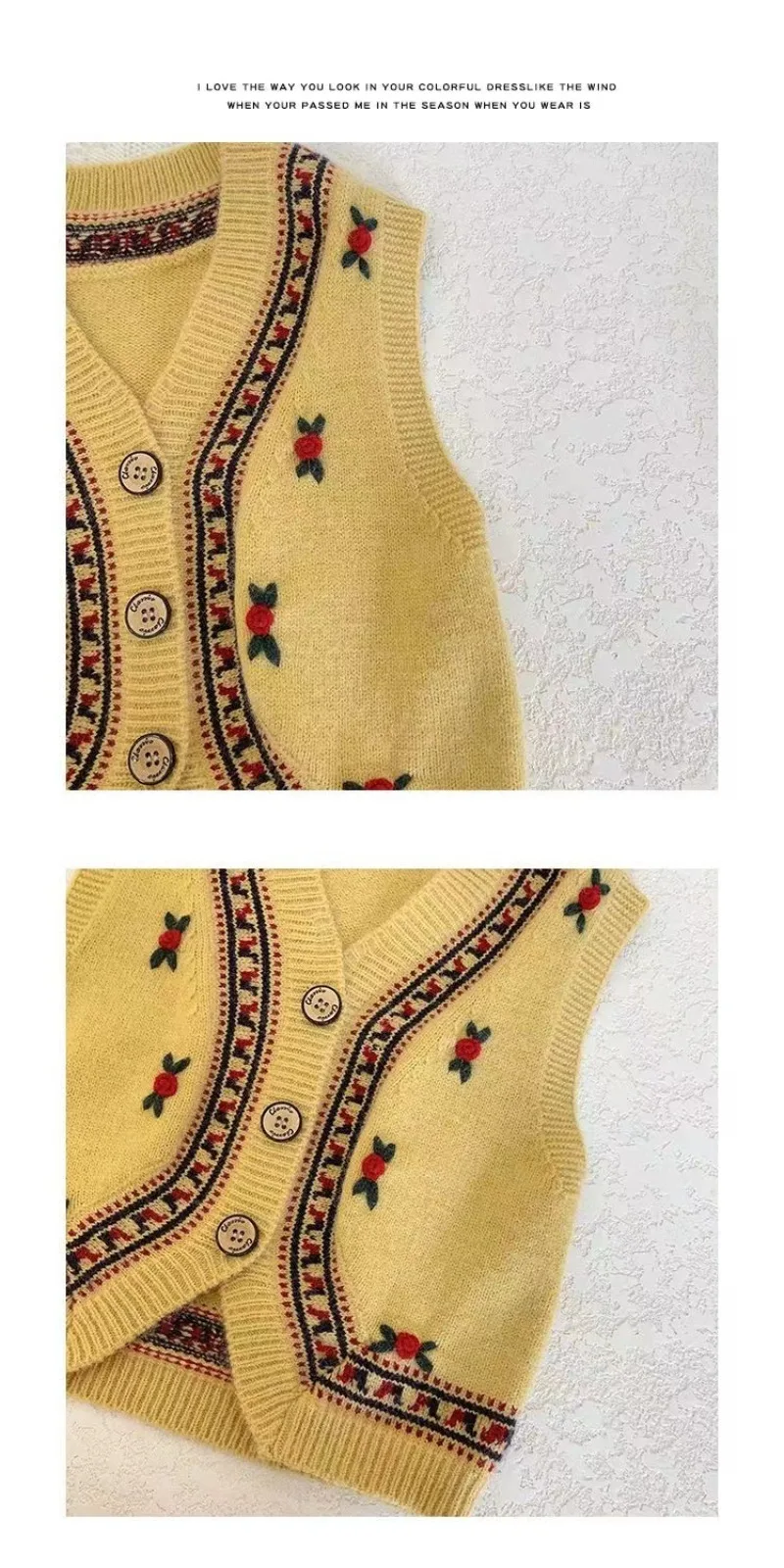 UNITIM 2026 Herbst Kinder Mädchen Strickweste V-Ausschnitt Stickerei Weste für Kinder Mädchen 2-8 Jahre Baby Mädchen Ärmelloser Pullover – Detail 10