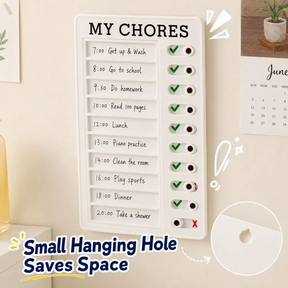 Durable Plastic Chore Chart Reusable Erasable To Do List Board Sliding Type Task Tracker Planner Time Management