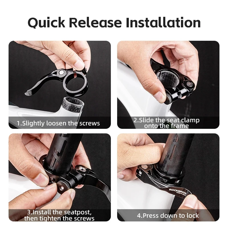 ROCKBROS Cycling Seat Clamp Convenient Installation Quick Release Bicycle Seat Post Clamp Aluminum Alloy Bike Parts Seatpost