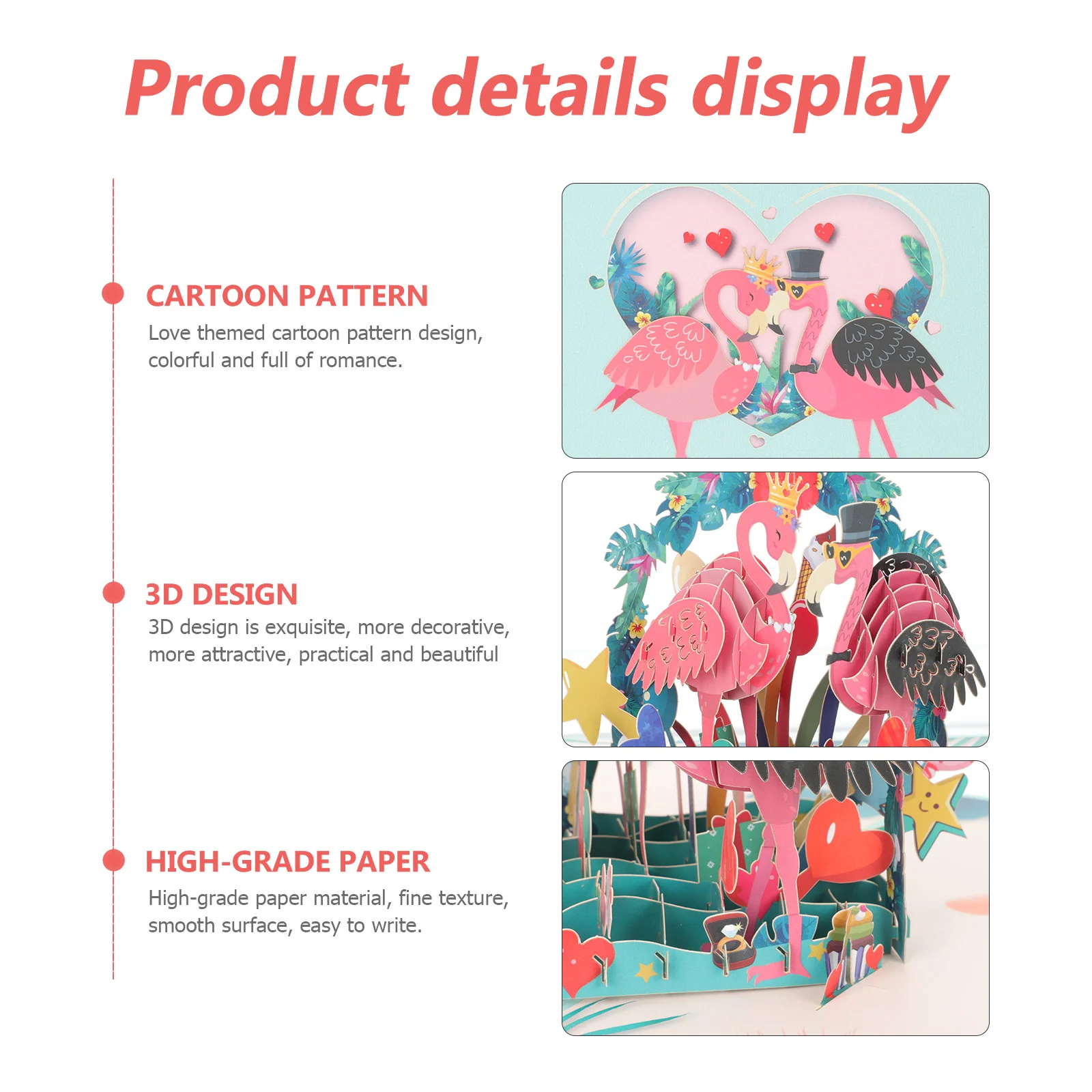 

1Set 3D Blessing Cards for Anniversary Pop-Up Greeting Card Cartoon Design Elegant Gift for Wife Girlfriend Mother