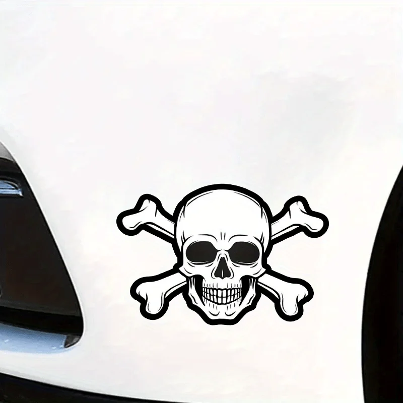 1PC Trendy Skull Crossbones Vinyl Decal - Eye-Catching Gothic Design for Vehicles Gadgets, Durable for Dark Style Enthusiasts