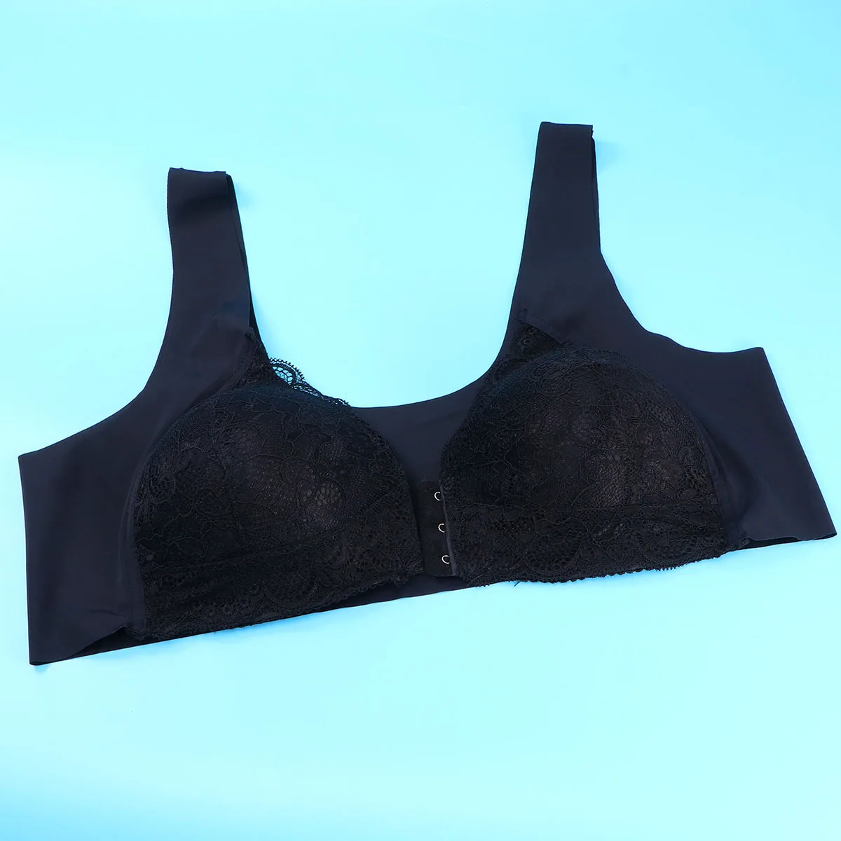 

Бюстгальтер без стального кольца, женский цельный бюстгальтер с пряжкой спереди, черный, бесшовное удобное нижнее белье Xl, нижнее белье из мягкого материала