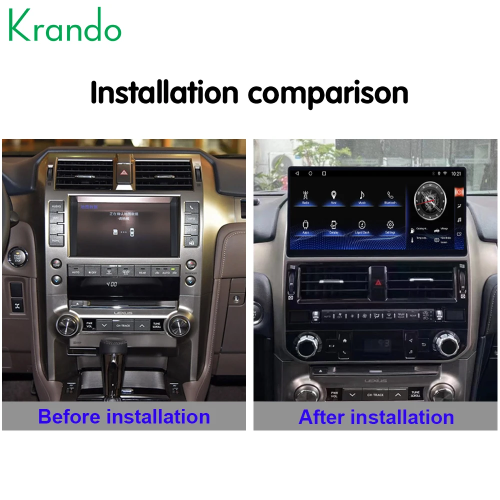 Krando Android 12.3'' Car Radio For LEXUS GX GX400 GX460 2009 - 2021 Navigation GPS Stereo Wireless Carplay Multimedia Player