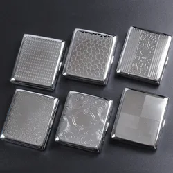 Silver Portable Metal Cigarette Case for Thick Cigarettes Flip Open Traveling Cigarette Container Box Holder Smoking Accessories