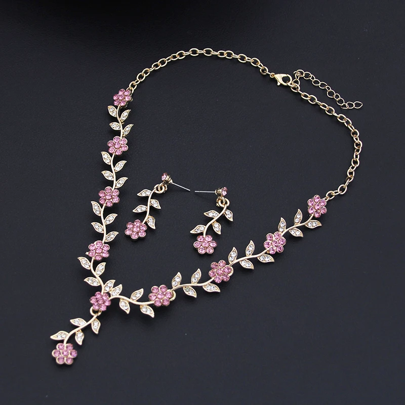

Fashion Pendants Necklace Earrings Sets for Women Flower Jewelry Set Bridal Wedding Choker Necklace Set Accessories
