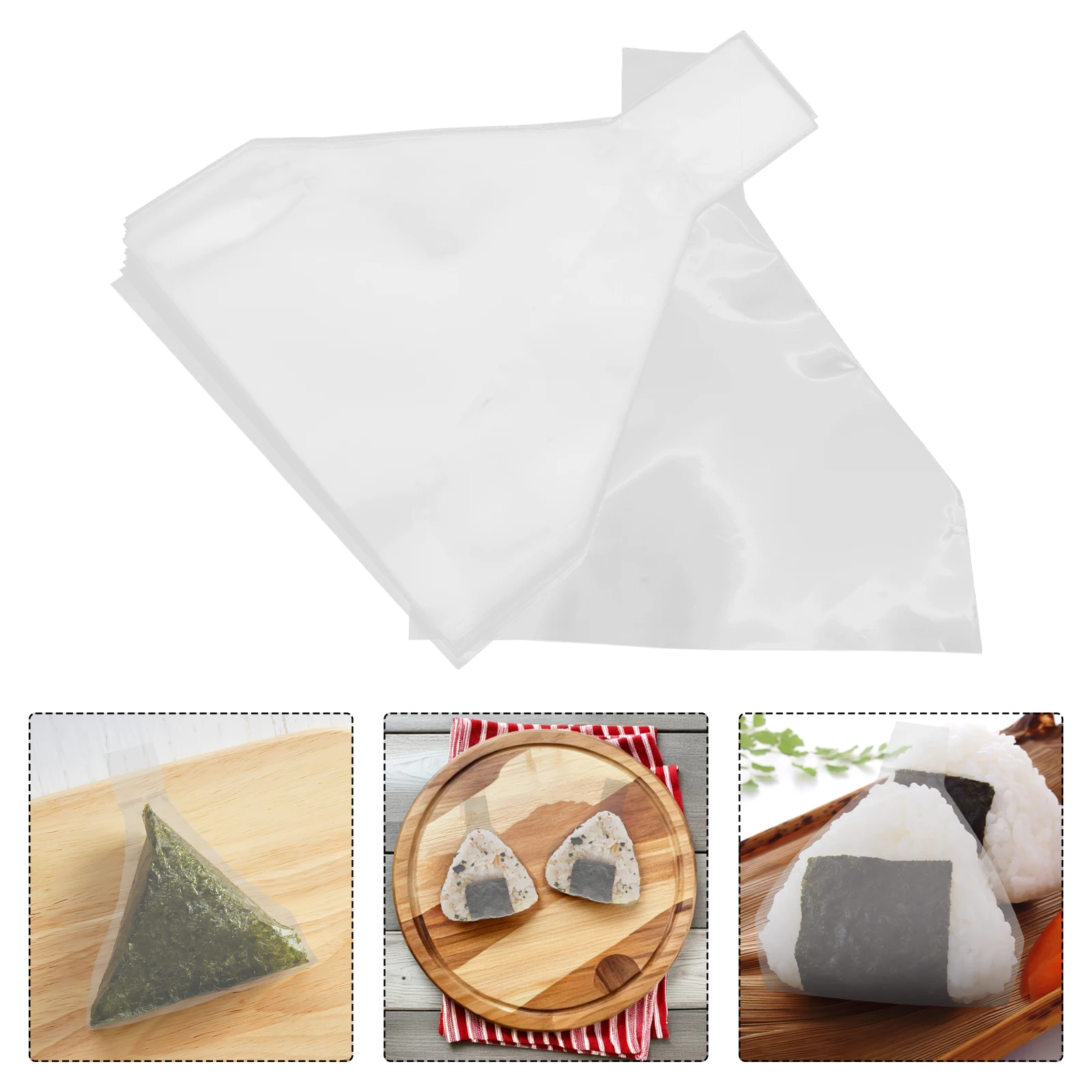 

50pcs Sushi Rice Ball Packaging Bags Microwave Safe Food Grade Wraps Portable Triangular Plastic Containers for Lunch for food