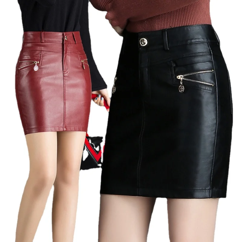 

Plus Size 6XL High Waist PU Faux Leather Women Skirt Zipper Elengant Patent Leather Pencil Mini Length Skirt Chic Streetwear