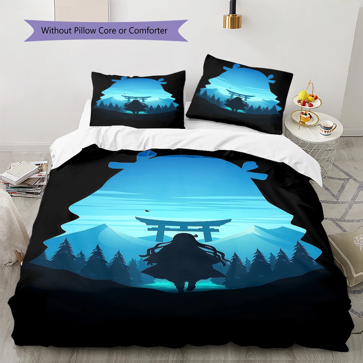 Demon Slayer Black Soft Cozy Duvet Cover, Kids Bedding Gift Set, Extra Large Different Sizes -HE39