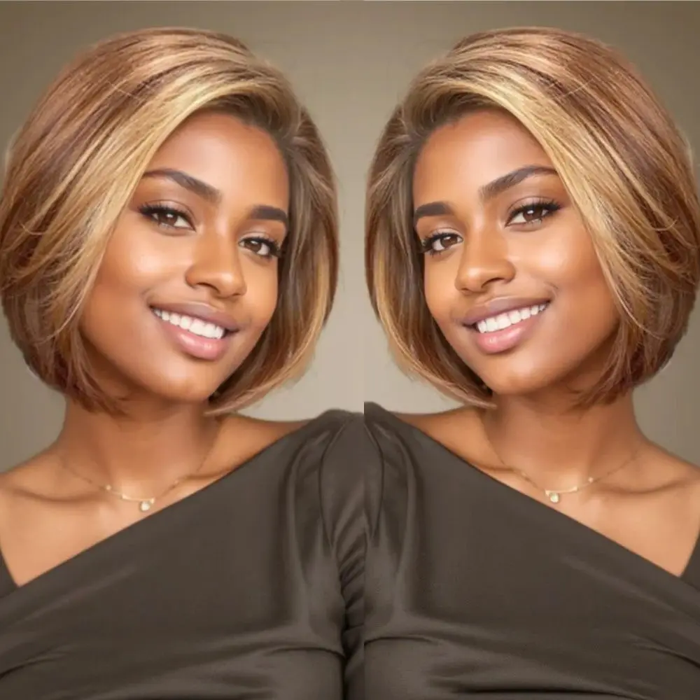 Peluca Bob de cabello humano 4*4 Hd, pelucas de cabello humano transparente para mujeres negras, peluca de cabello humano con frente de encaje, cabello liso