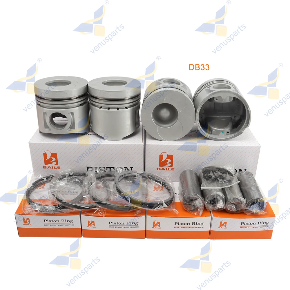 For Doosan DB33 DB33A Overhaul Rebuild Kit Piston Rings Set Engine Parts 65.02501-0206 102*3+2.5+5mm