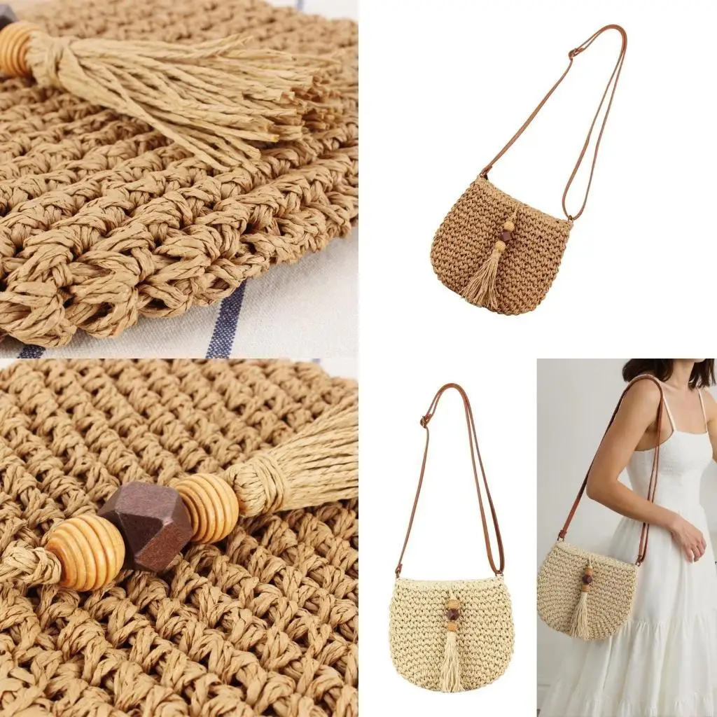 

Casual Woven Beach Bag Shoulder Bag with Adjustable Strap For Summer Travel Offering A Large Capacity For Your Essential