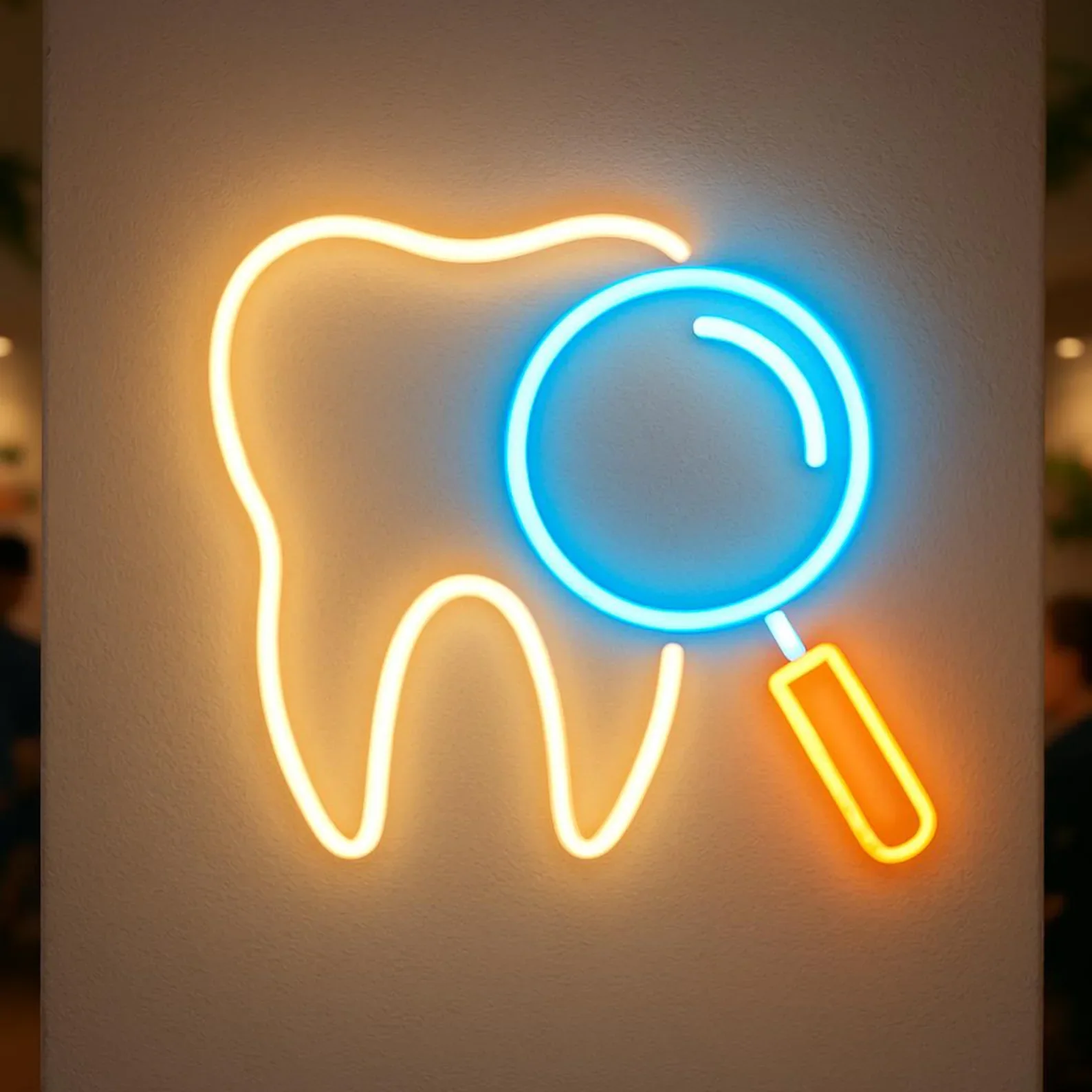 Tooth with Magnifier Neon Sign, Diagnostic Dentistry Light, Dental Magnifier Led Sign, Gift Idea for Dentist