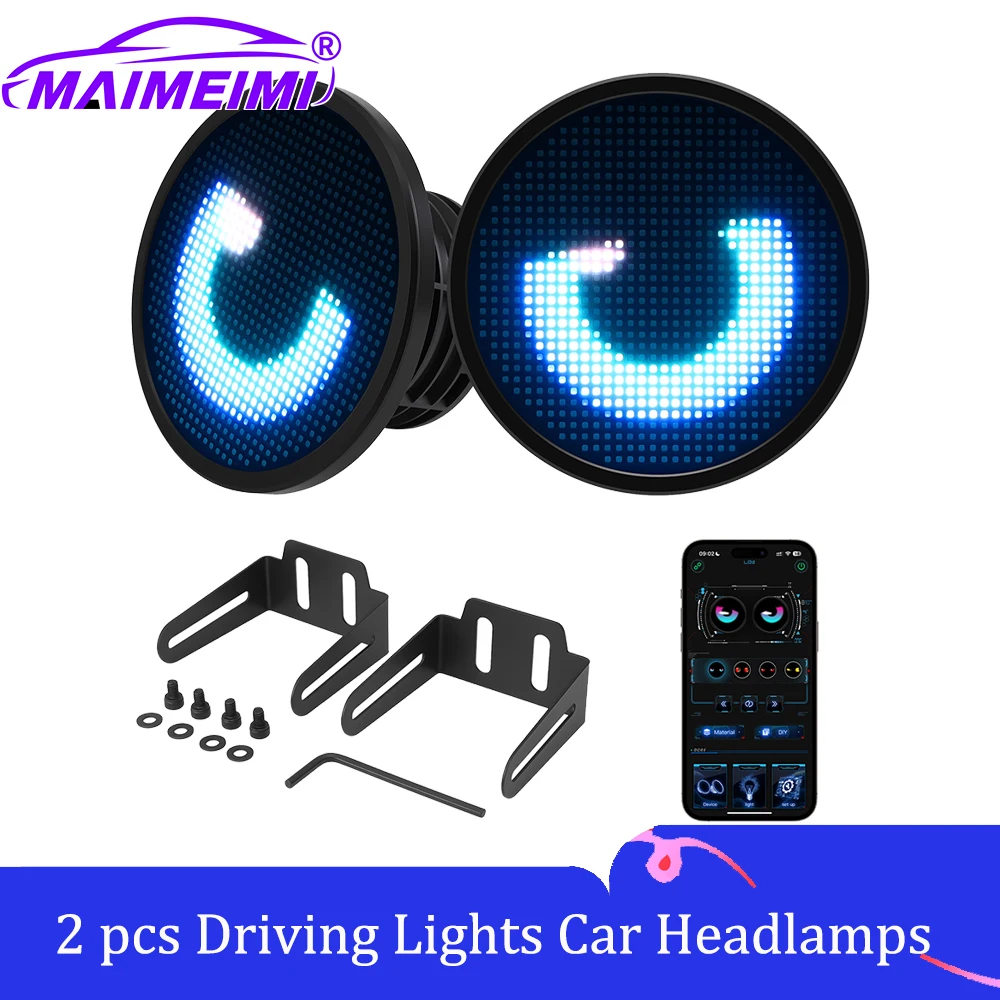 2pcs Multimedia Player Dynamic Eye Lights Car Headlamps LED DRL Lamp With APP Control Dynamic Devil Eye LED Kit