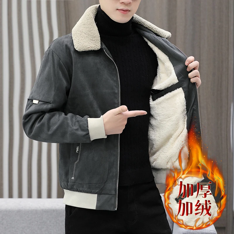 

Мужской зимний жилет с отстегивающимся воротником из овечьей шерсти, утепленный, повседневный, хлопковый, приталенный, стандартной длины, для молодежи