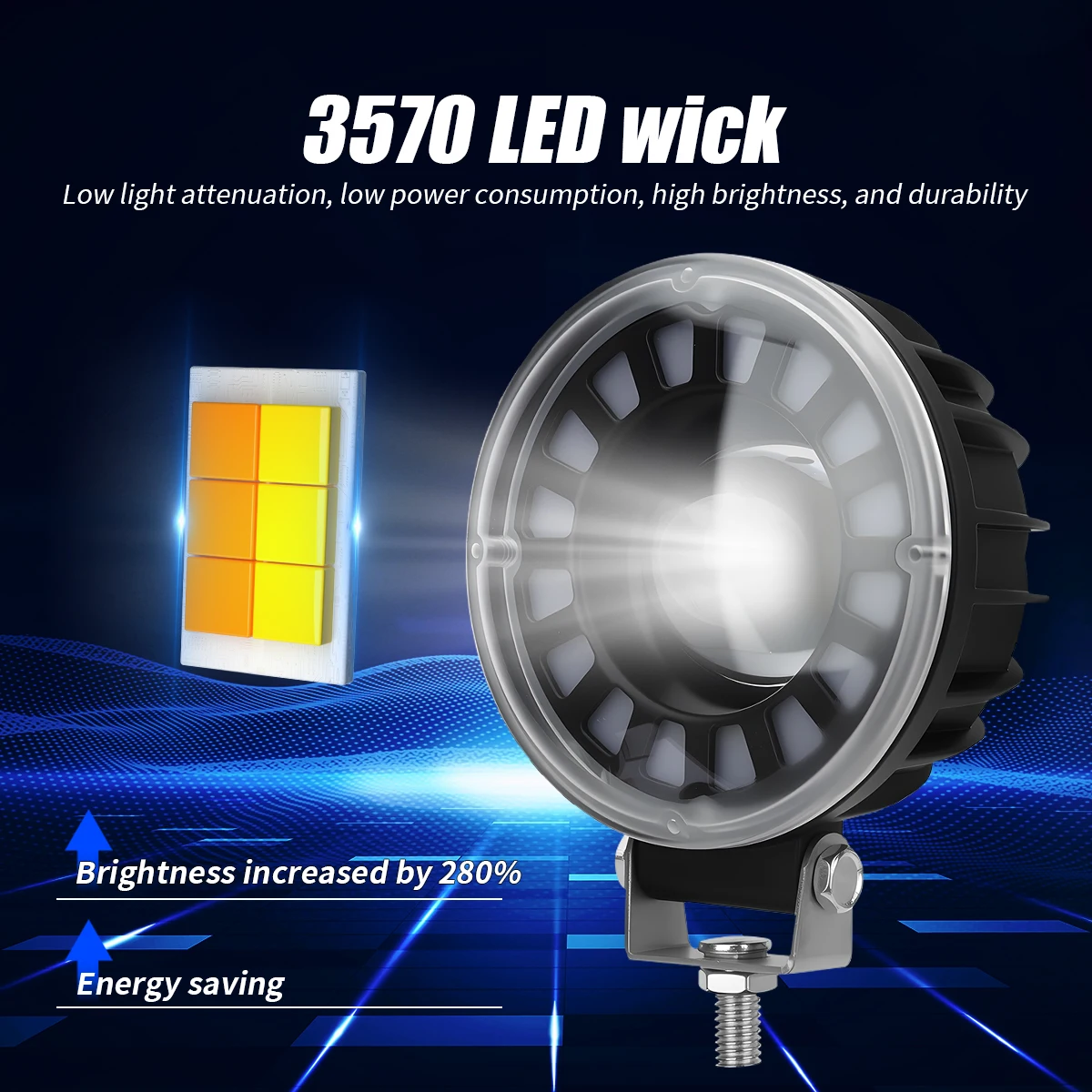 1/2PCS Motorcycle LED Lens Headlight Fog Light 12-24V Square Circular RGB Ring Spotlight Passing Lamp For Motorcycle Accessories