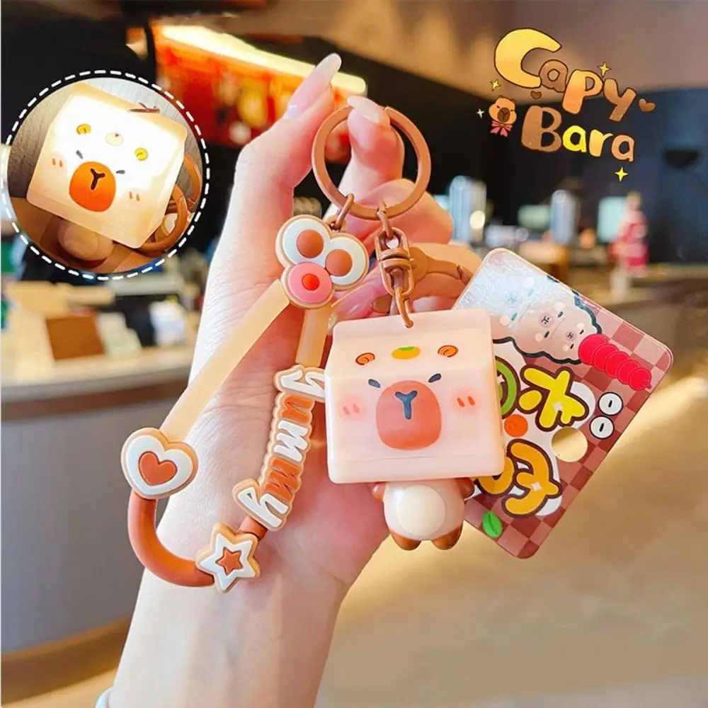 Creative Ultra Bright Key Chain Cartoon Cute Capybara Doll Pendant Kawaii So Cool Flashlight Figure Toys Car Keyring