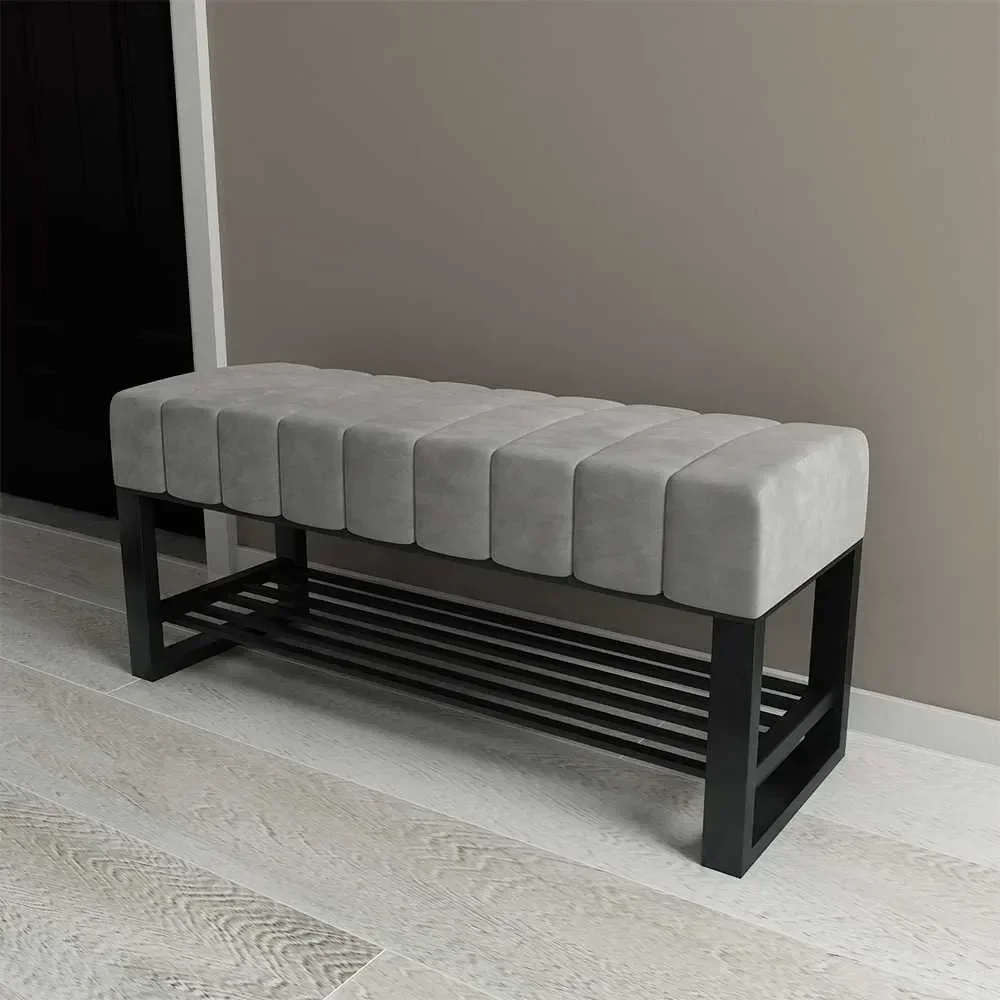 Nordic Shoe Changing Stools Modern Home Furniture Door Bench Living Room Sofa Ottomans Simple Bed End Stool Flannel Shoe Cabinet