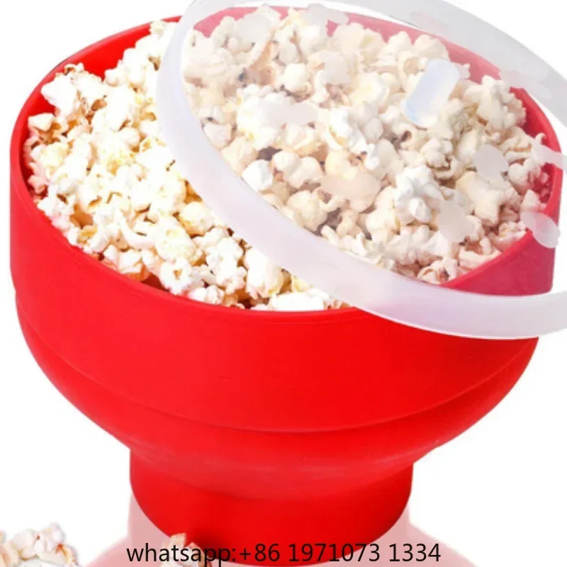 DIY Make Popcorn Bucket Bowl with Lid Bowls Microwave Silicone Popcorn Maker Food Grade Foldable High Quality Kitchen Easy Tools