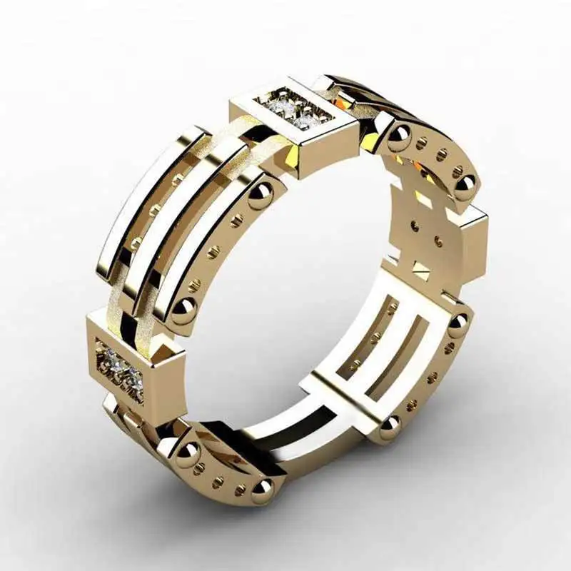 Anillo de dedo de aleación de cobre para hombres, joyería de fiesta masculina, estilo Punk, plata, oro rosa, personalidad de moda