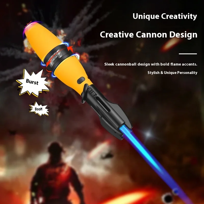 Powerful Metal Windproof Turbo Jet Butane Gas Lighter Barbecue Kitchen Torch Cigar Accessories Ignition Gadgets Bowling Shape - Image 2