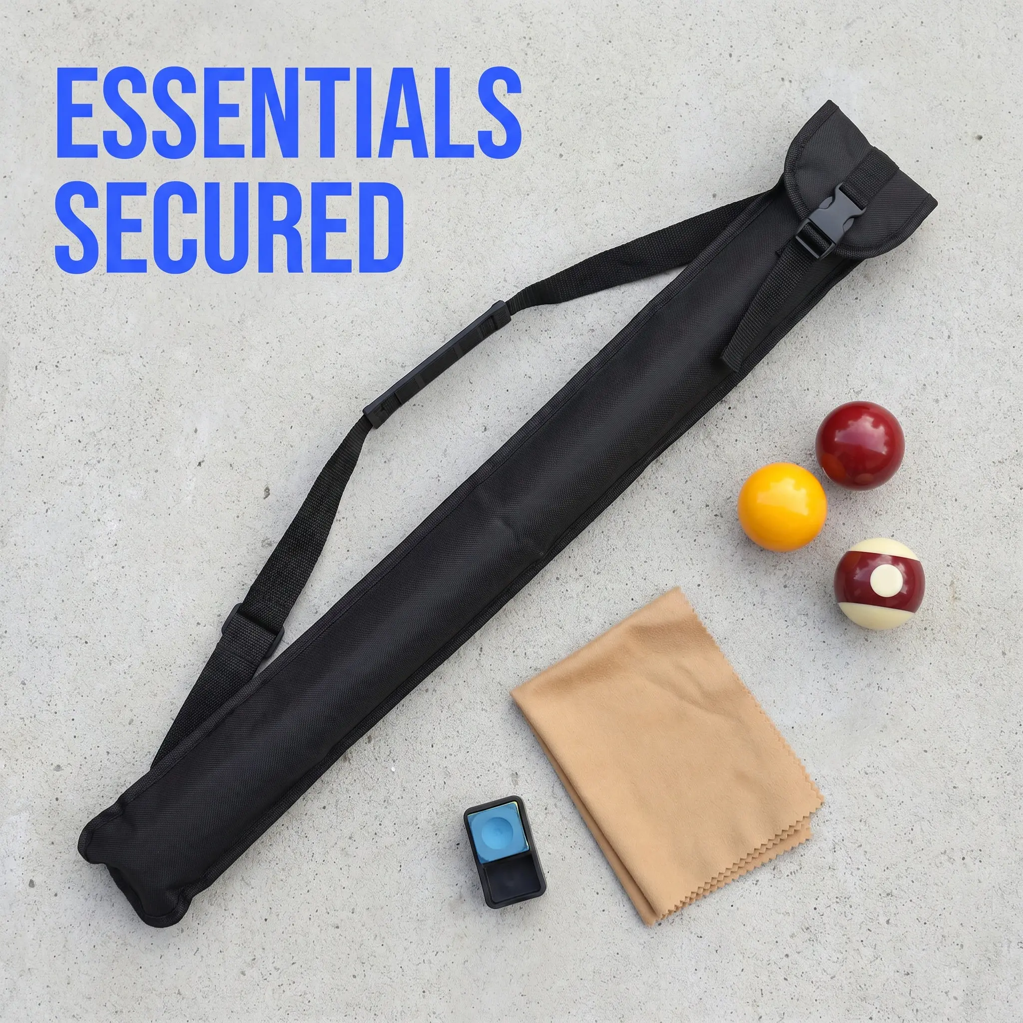 31.5 Inch Black Pool Cue Bag with Adjustable Strap, Scratch-Resistant Billiard Cue Carrying Case for Tournament