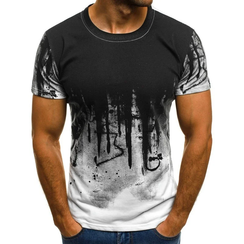 Summer Men\'s 3d Camo Short Sleeve Large Men\'s Casual Half Sleeve T-shirt Underlay