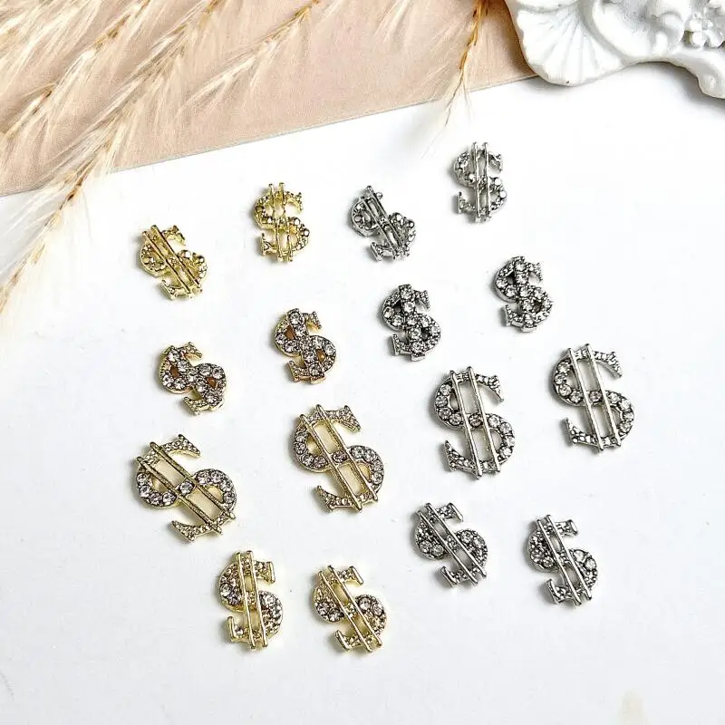 10 قطعة جديد الإبداعية سبائك الدولارات مسمار السحر مقلد العملة أحجار الراين الصغيرة مطعمة مسمار الفن زينة DIY بها بنفسك الأظافر أجزاء