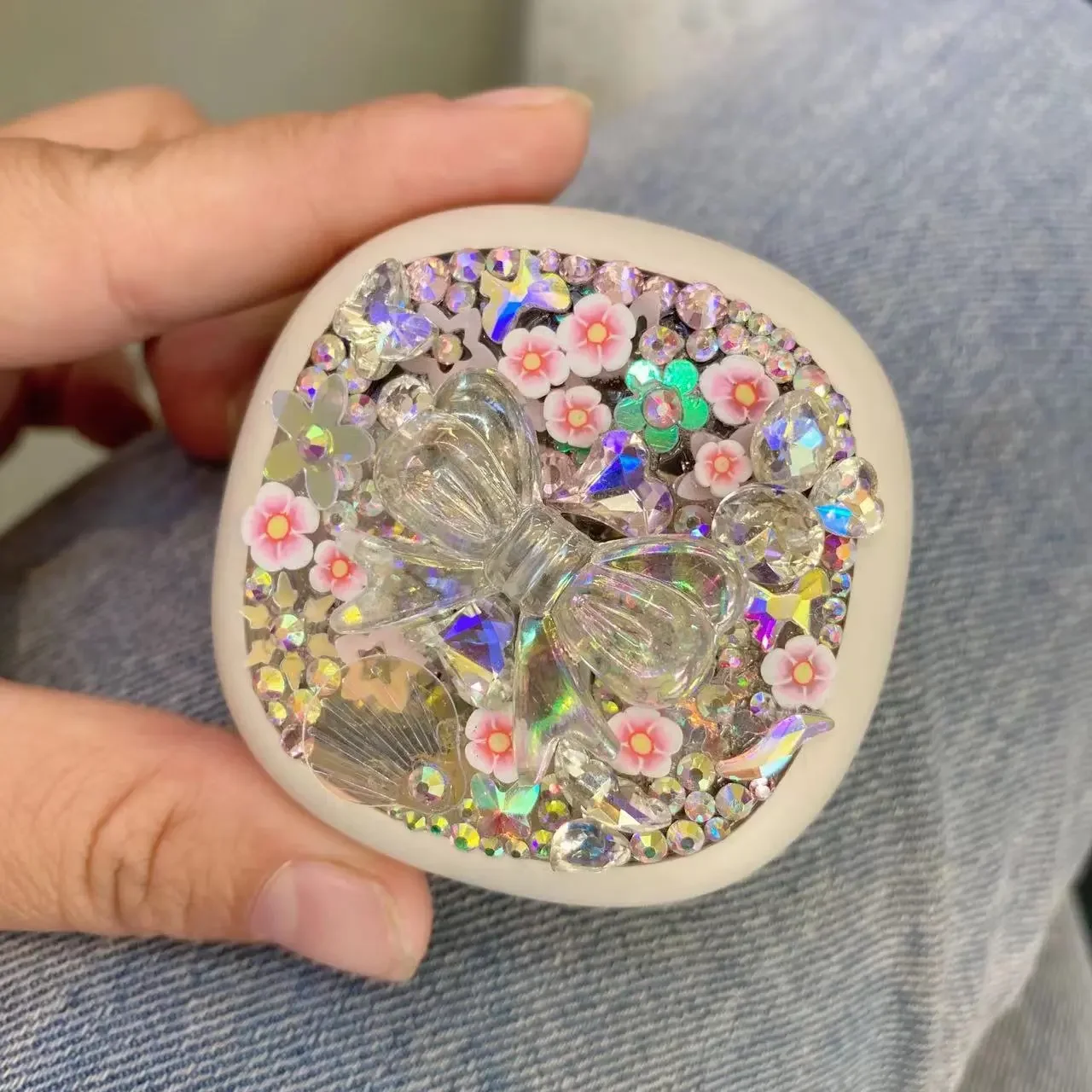 الماس سماعات بلوتوث بلوتوث 5.3 شاشة عرض الطاقة نقية اليدوية الماس البطانة الفتيات سماعات لاسلكية اللمس الذكي #4