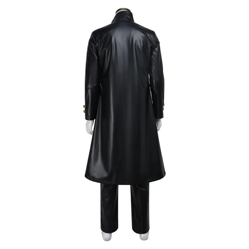 

▓2026Jotaro Kujo Cosplay Costume JoJo's Bizarre Adventure Stardust Crusaders Black Leather Trench Coat Outfit for Men▓#！1