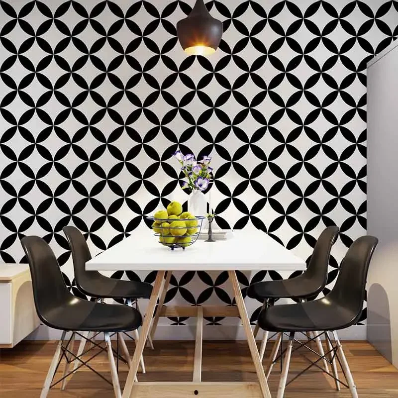 Papel tapiz a cuadros blanco y negro con patrón geométrico nórdico, Fondo de sala de estar, pared, té de la leche, barbería, viento INS, PVC, impermeable