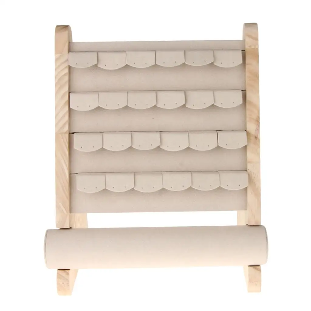 

Natural Wooden Jewelry Display Stand Bracelet Earring Holder Display